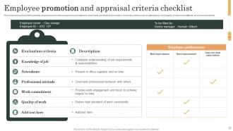Employee Promotion And Appraisal Criteria Checklist