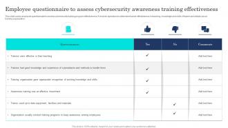 Employee Questionnaire To Assess Cybersecurity Awareness Training Effectiveness