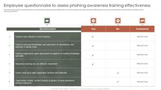 Employee Questionnaire To Assess Phishing Awareness Training Effectiveness