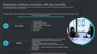 Employee Relations Overview With Key Benefits Employee Engagement Plan To Increase Staff
