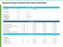 Employee Resign Checklist With Contact Information