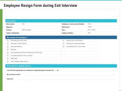 Employee Resign Form During Exit Interview