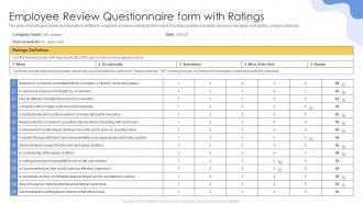 Employee Review Questionnaire Form With Ratings