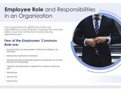 Employee role and responsibilities in an organization