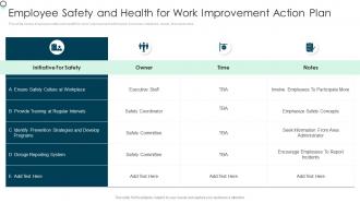 Employee Safety And Health For Work Improvement Action Plan
