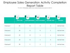 Employee sales generation activity completion report table