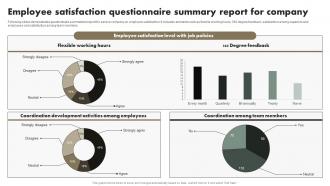 Employee Satisfaction Questionnaire Summary Report For Company Suvey SS