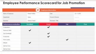 Employee scorecard performance scorecard for job promotion