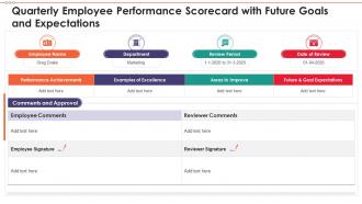Employee scorecard quarterly employee performance scorecard with future goals