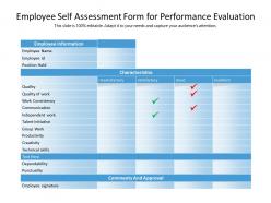 Employee self assessment form for performance evaluation