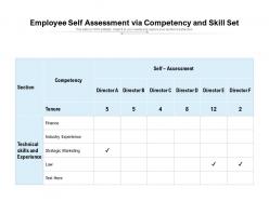 Employee self assessment via competency and skill set