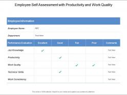 Employee self assessment with productivity and work quality