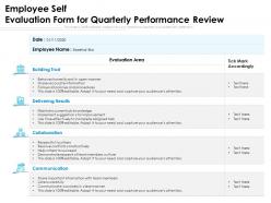 Employee self evaluation form for quarterly performance review