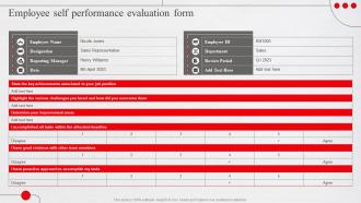 Employee Self Performance Evaluation Form Adopting New Workforce Performance