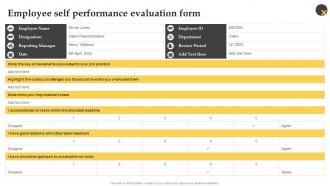 Employee Self Performance Evaluation Form Effective Employee Performance Management Framework