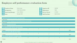Employee Self Performance Evaluation Form Implementing Effective Performance
