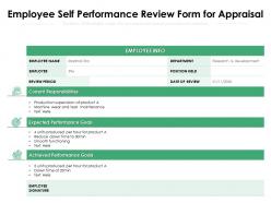 Employee self performance review form for appraisal