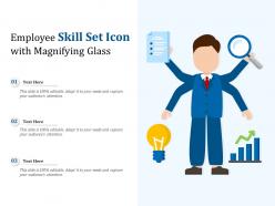 Employee skill set icon with magnifying glass