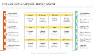 Employee Skills Development Training Calendar Action Steps To Develop Employee Value Proposition