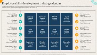 Employee Skills Development Training Calendar Employer Branding Action Plan