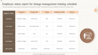 Employee Status Report For Change Management Training Schedule