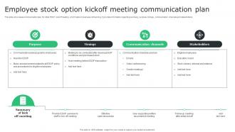 Employee Stock Option Kickoff Meeting Communication Plan