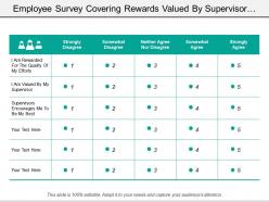 Employee Survey Covering Rewards Valued By Supervisor And Encouragement