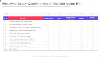 Employee Survey Questionnaire To Develop Action Plan