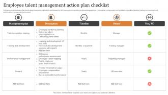 Employee Talent Management Action Plan Checklist