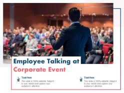 Employee talking at corporate event