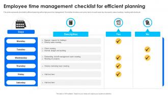 Employee Time Management Checklist For Efficient Planning