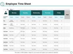Employee Time Sheet Ppt Powerpoint Presentation Visual Aids
