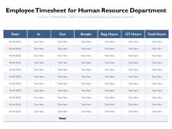 Employee Timesheet For Human Resource Department