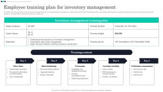 Employee Training Plan For Inventory Management Strategic Guide For Material