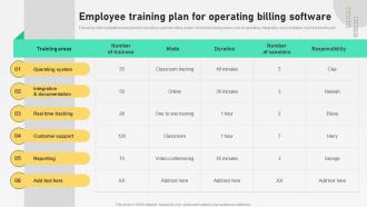 Employee Training Plan For Operating Billing Automation For Customer Database