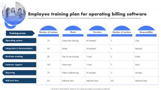 Employee Training Plan For Operating Billing Management System