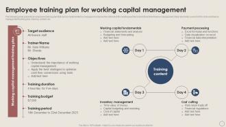 Employee Training Plan For Working Capital Management Excellence Handbook For Managers Fin SS
