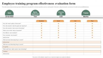 Employee Training Program Effectiveness Evaluation Effective Workplace Culture Strategy SS V