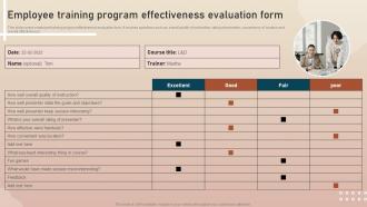 Employee Training Program Effectiveness Evaluation Form Key Initiatives To Enhance
