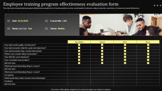Employee Training Program Effectiveness Evaluation Form Performance Management Techniques