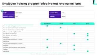 Employee Training Program Effectiveness Evaluation Form Staff Productivity Enhancement Techniques
