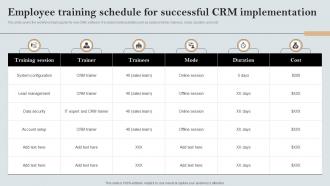 Employee Training Schedule For Successful Crm A Comprehensive Guide MKT SS V