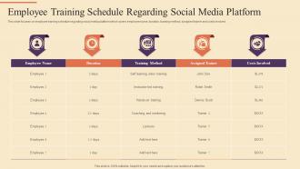 Employee Training Schedule Regarding Social Strategic Procedure For Social Media Recruitment
