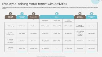 Employee Training Status Report With Activities