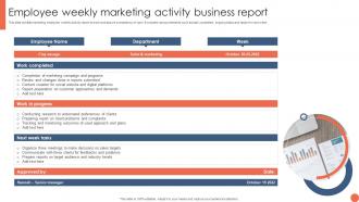 Employee Weekly Marketing Activity Business Report