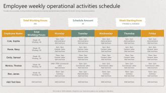 Employee Weekly Operational Activities Schedule
