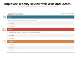 Employee weekly review with wins and losses