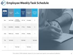 Employee weekly task schedule day ppt powerpoint presentation slides samples