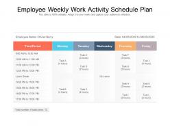 Employee weekly work activity schedule plan