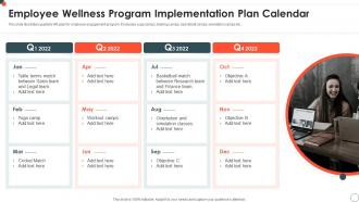 Employee Wellness Program Implementation Plan Calendar